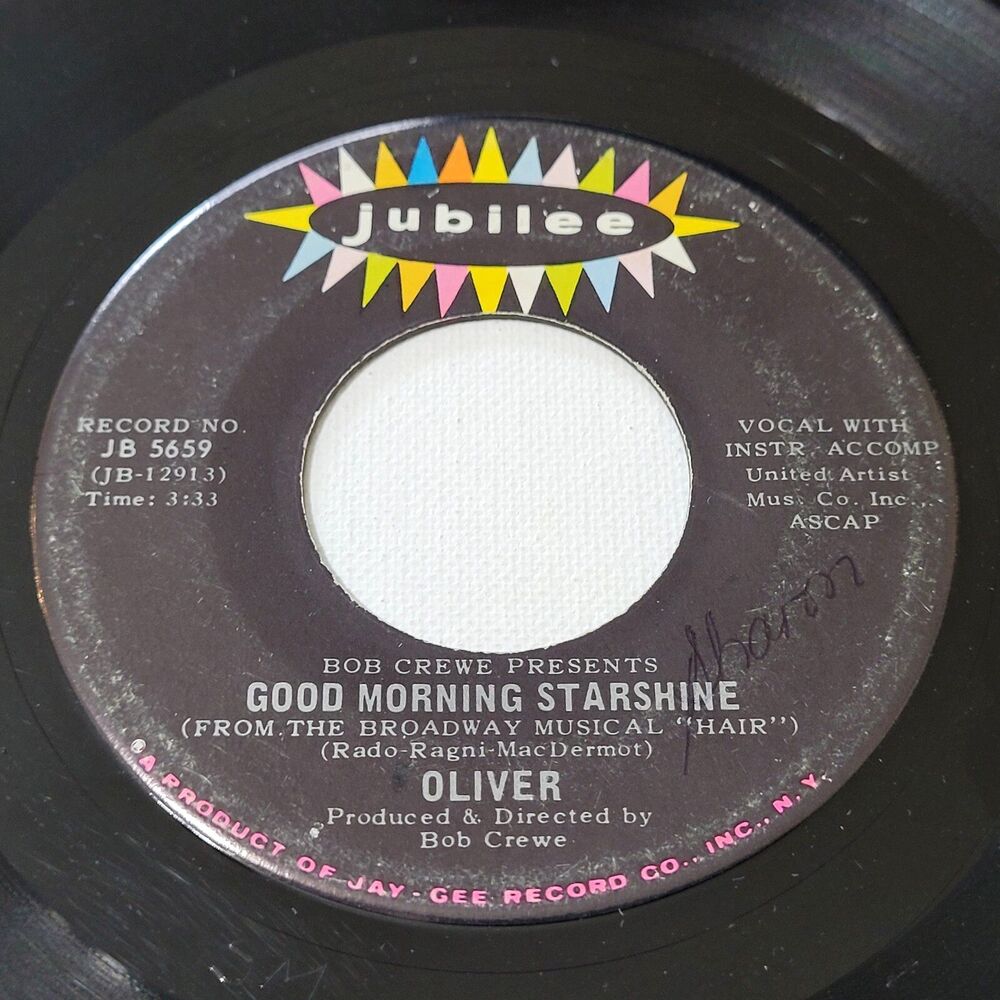 Oliver - Good Morning Starshine / Can't You See - Jubilee 45 RPM 7" Vinyl '69
